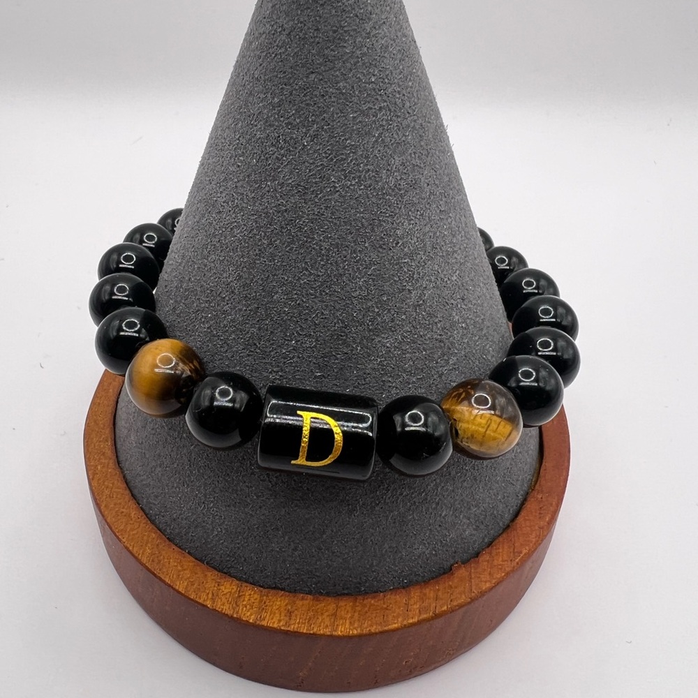 Brand New Black Onyx & Tiger Eye Beaded Bracelet